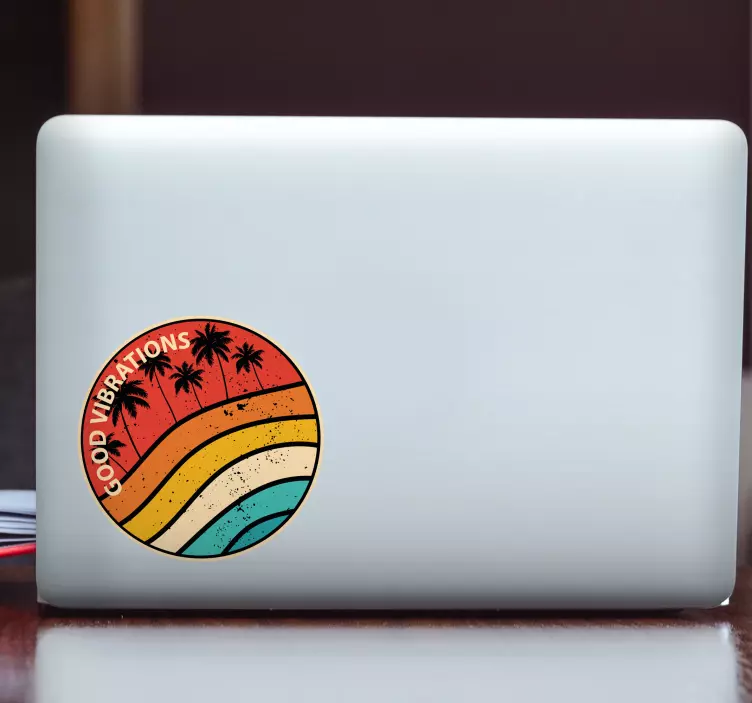 Laptop sticker good vibes design - TenStickers