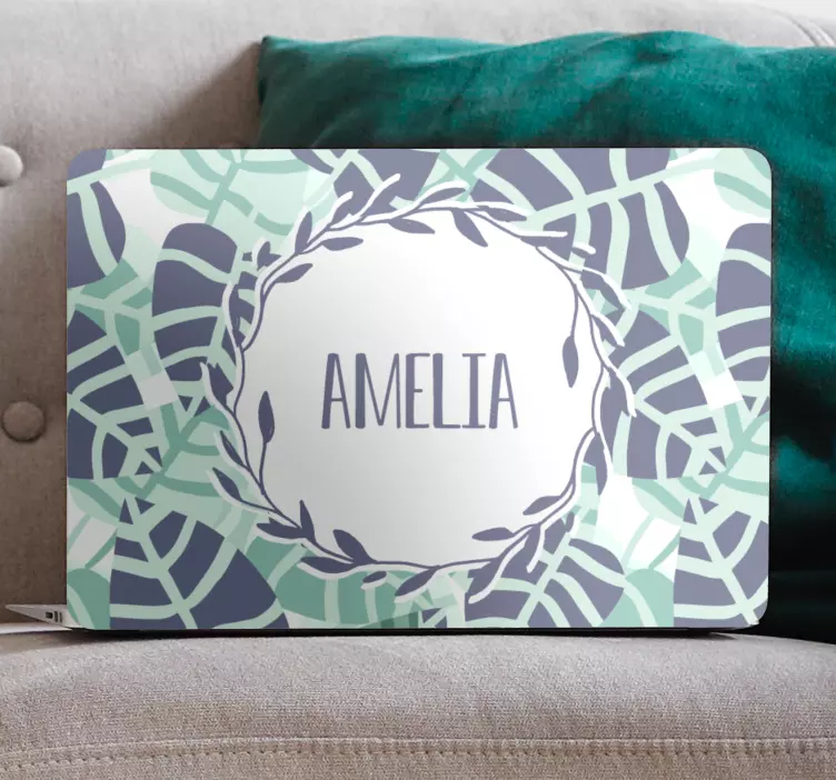 Leafy Custom Name laptop skin - TenStickers