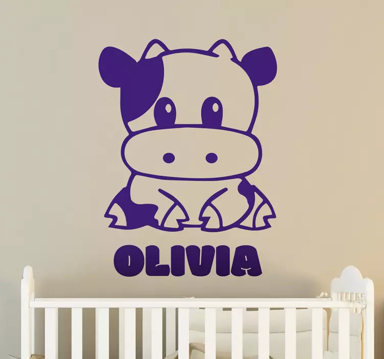 Personalized little cow nursery wall sticker - TenStickers