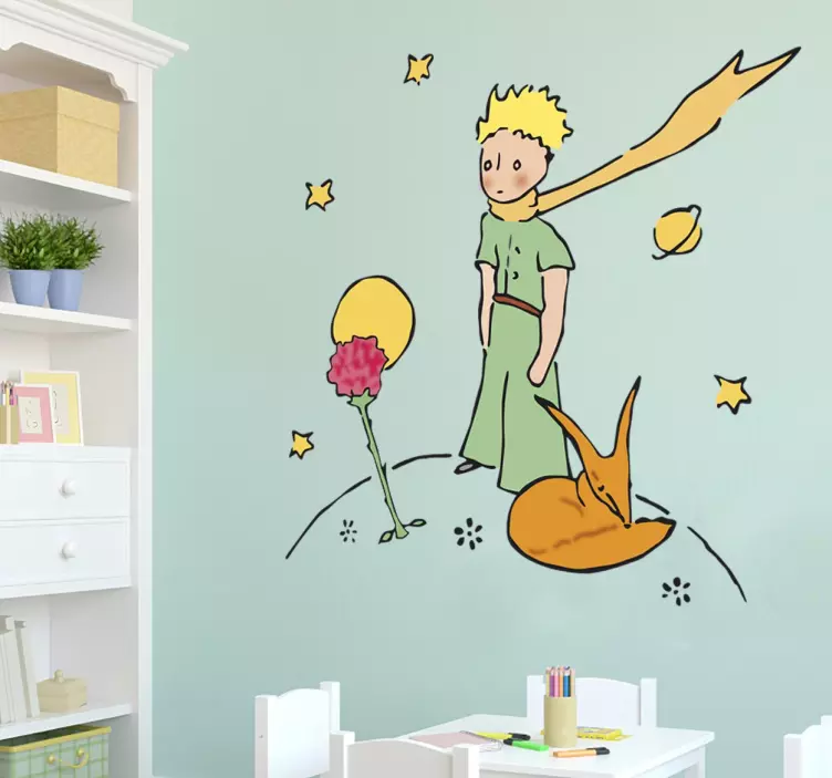 Little Prince and Rose Wall Sticker - TenStickers