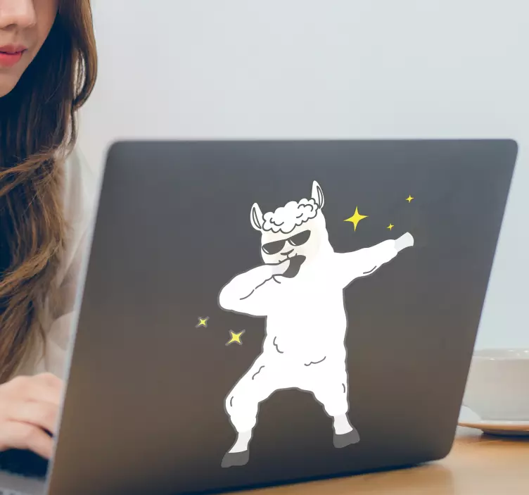 Llama Dabbing Laptop Sticker - TenStickers