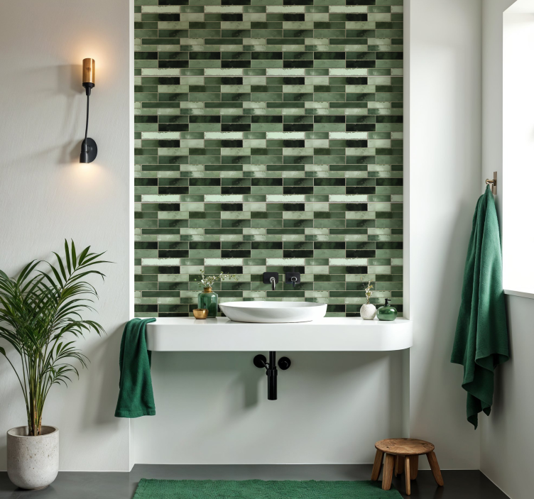 Long green bathroom wall sticker - TenStickers
