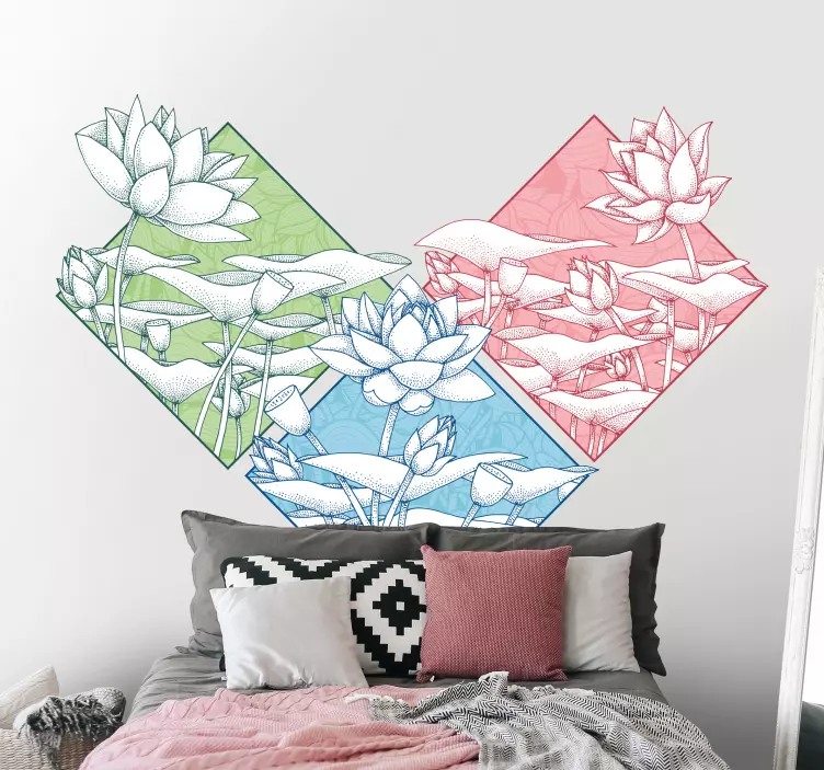 Lotus Floral Arrangement nature wall sticker - TenStickers