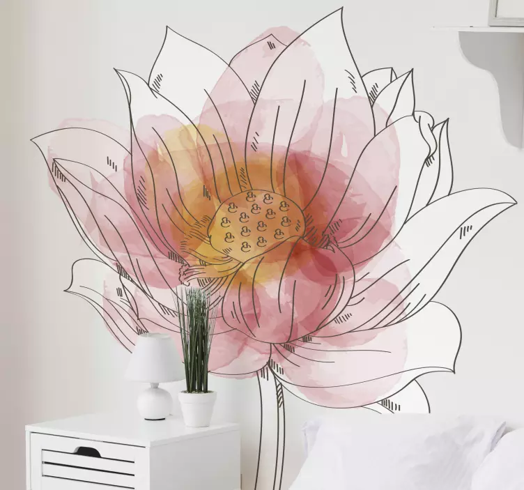 Lotus Lilly watercolour flower wall sticker - TenStickers