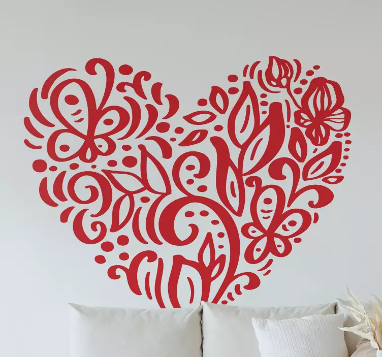 Love sticker with heart floral design - TenStickers