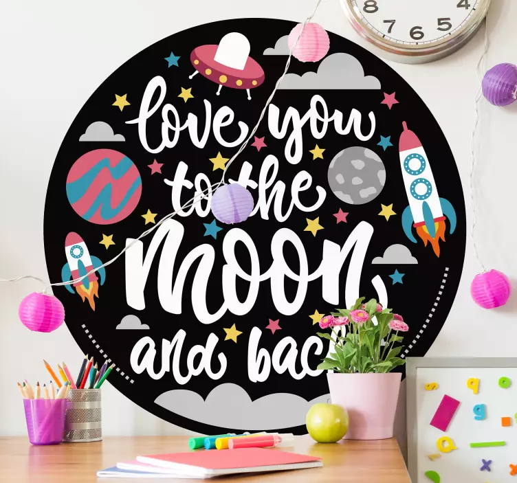 LOVE YOU TO THE MOON space sticker - TenStickers
