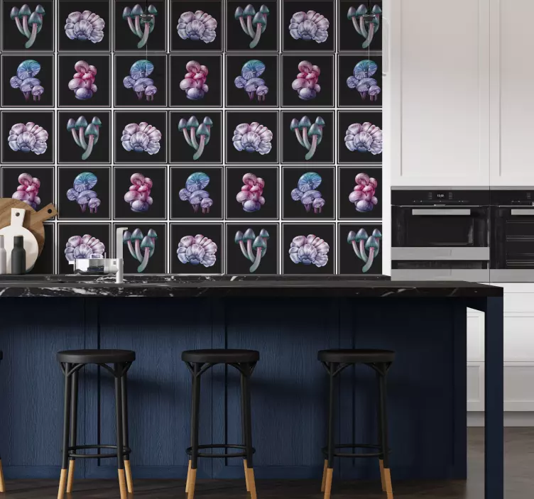 magic mushrooms tile sticker - TenStickers