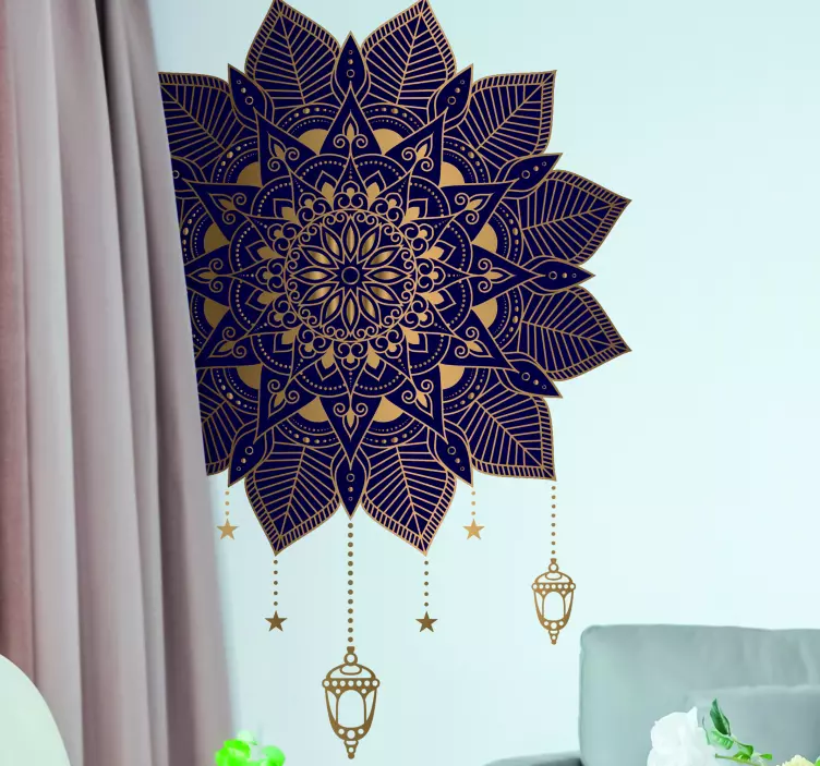 Mandala with elegant drops  floral wall sticker - TenStickers