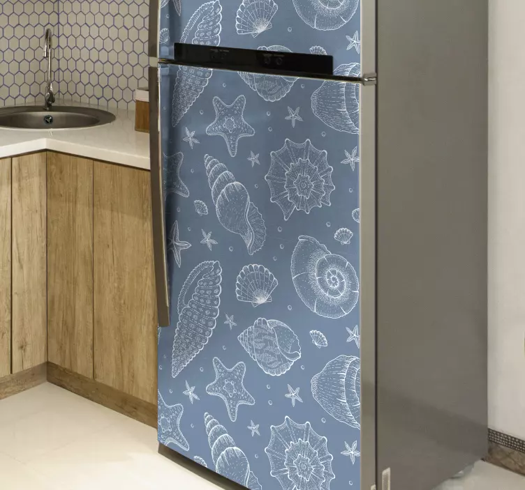 Marine life and seashells fridge sticker - TenStickers