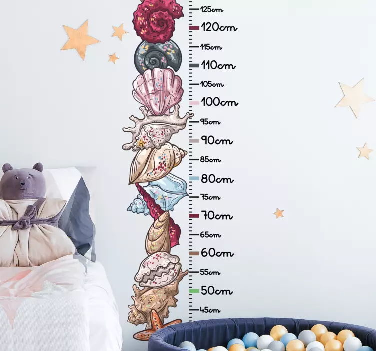 Ocean Shell Growth Chart height scale sticker - TenStickers