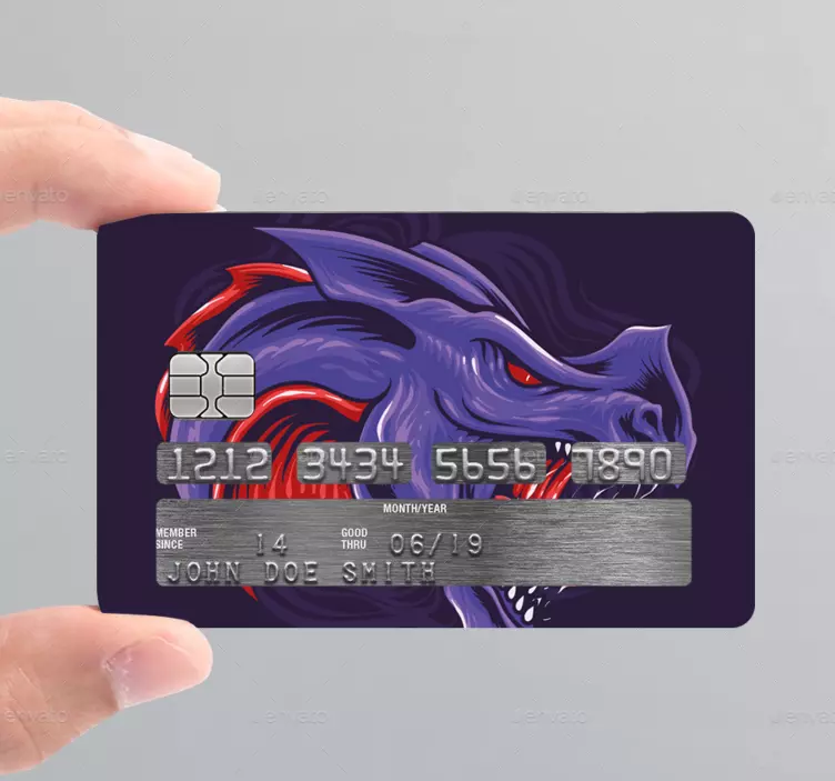 Menacing dragon head credit card sticker - TenStickers