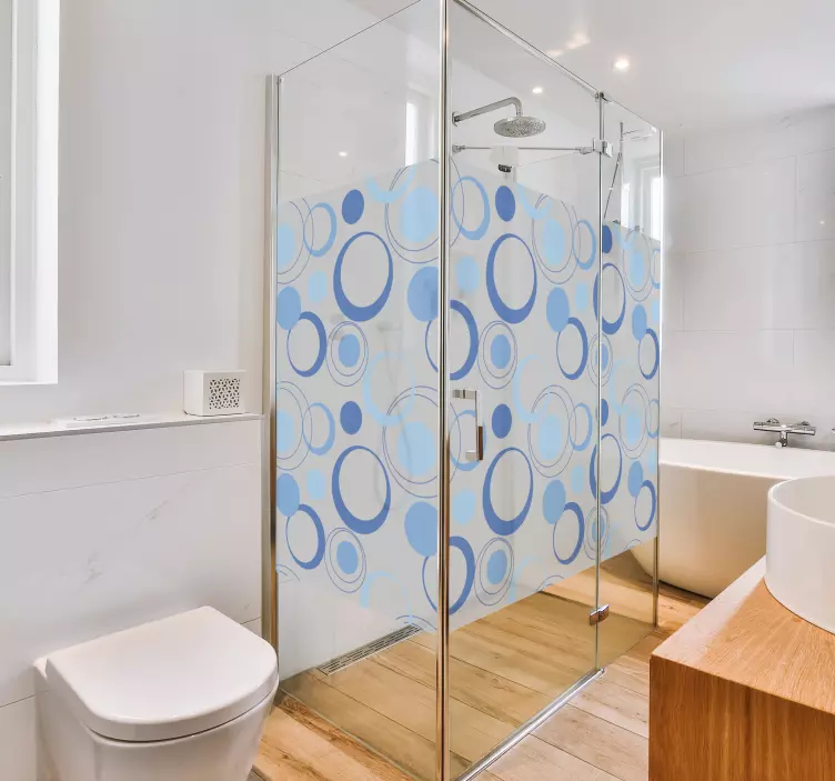 minimal blue bubbles shower screen sticker - TenStickers
