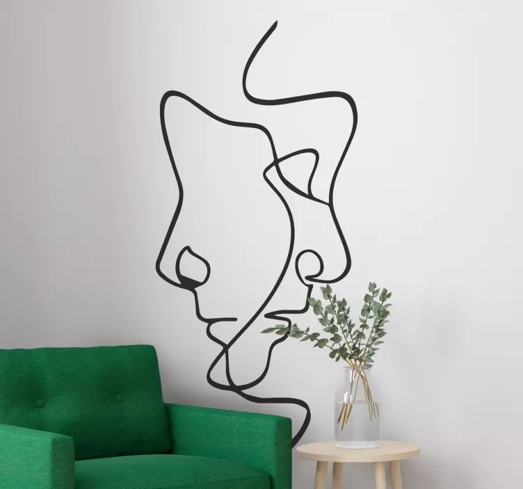 minimalist faces wall decal - TenStickers