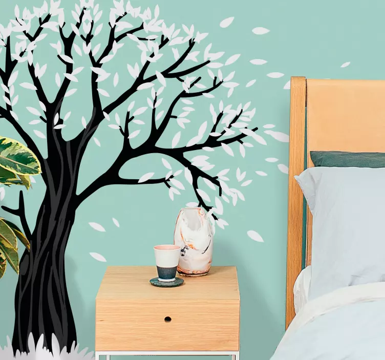 Modern black and white tree vinyl sticker - TenStickers