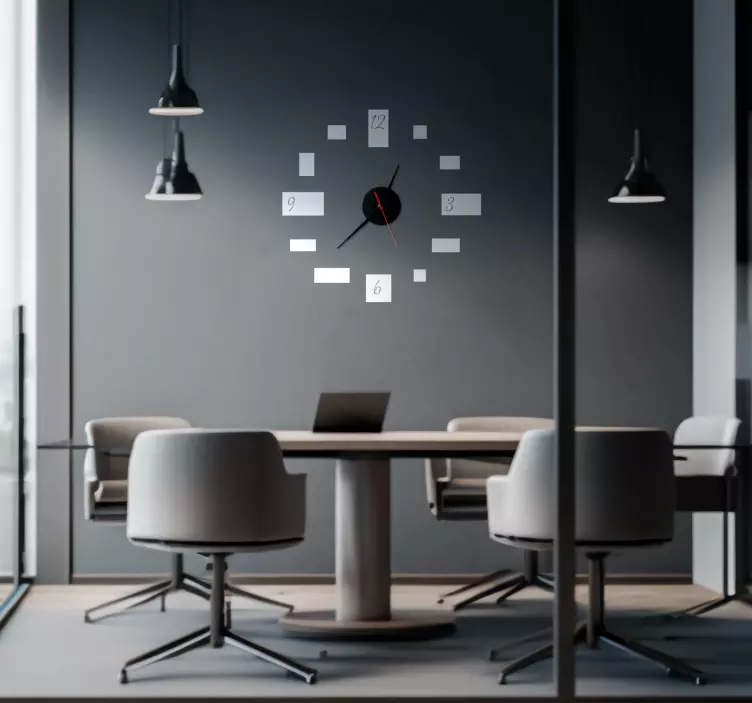 modern squares and numbers wall clock sticker - TenStickers