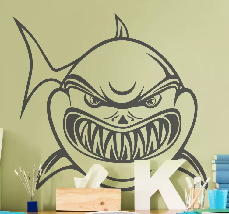 Monocolor angry shark fish sticker - TenStickers