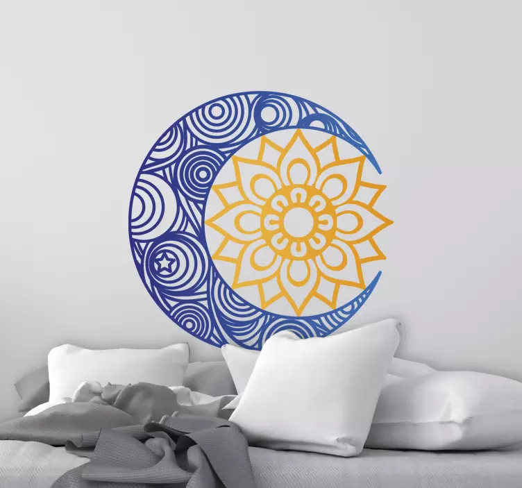 Moon flower design location sticker - TenStickers