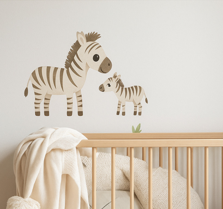 Mother and child zebra sticker illustration - TenStickers
