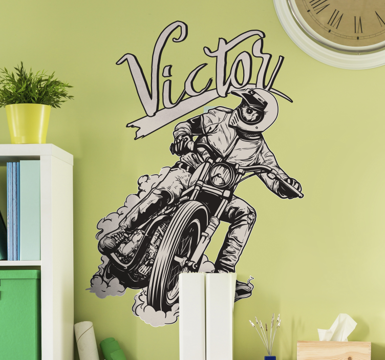 Motorbike Personalised Name Sticker - TenStickers