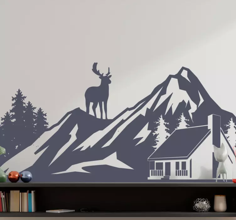Mountain Cabin Vista nature wall sticker - TenStickers