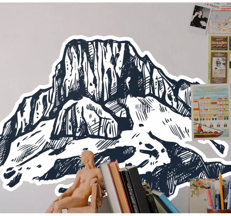 Mountain rock silhouette nature wall sticker - TenStickers