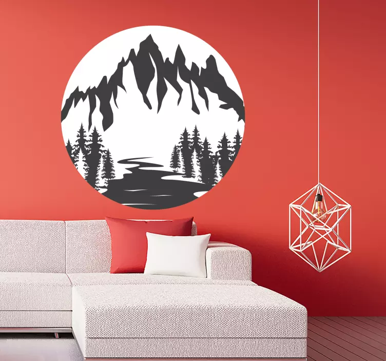 Mountain Scenery Silhouette nature wall sticker - TenStickers