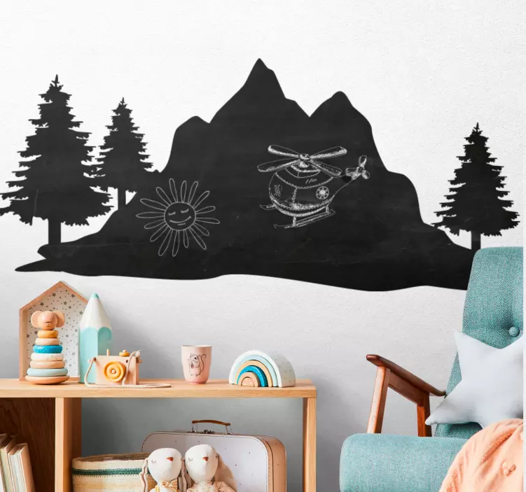 Mountain Wilderness Scene chalkboard sticker - TenStickers