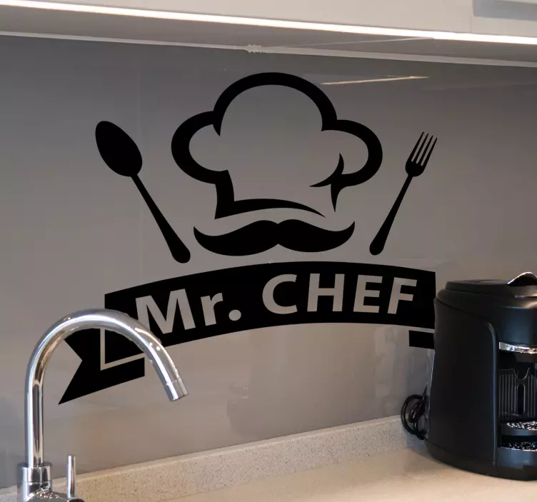 Mr chef with cook cap kitchen wall sticker - TenStickers