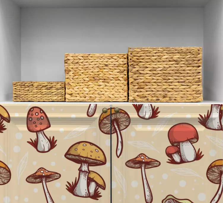 Mushroom beige pattern furniture sticker - TenStickers