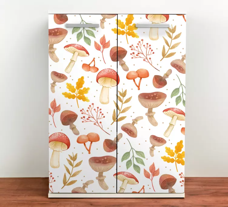 Mushroom floral pattern furniture sticker - TenStickers
