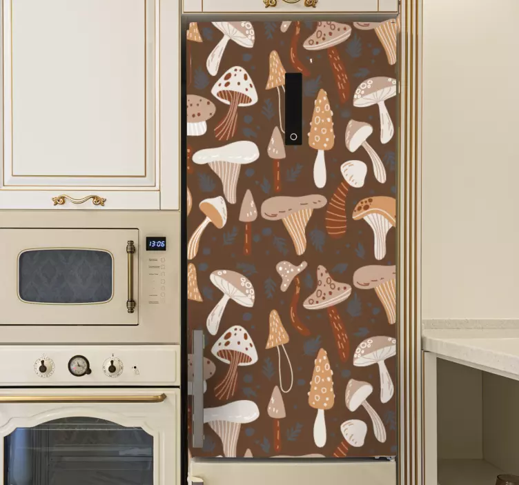 Mushroom Pattern Art fridge sticker - TenStickers