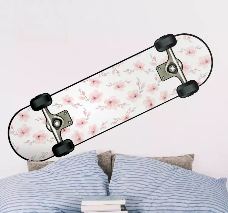 Object sticker floral pattern skateboard - TenStickers