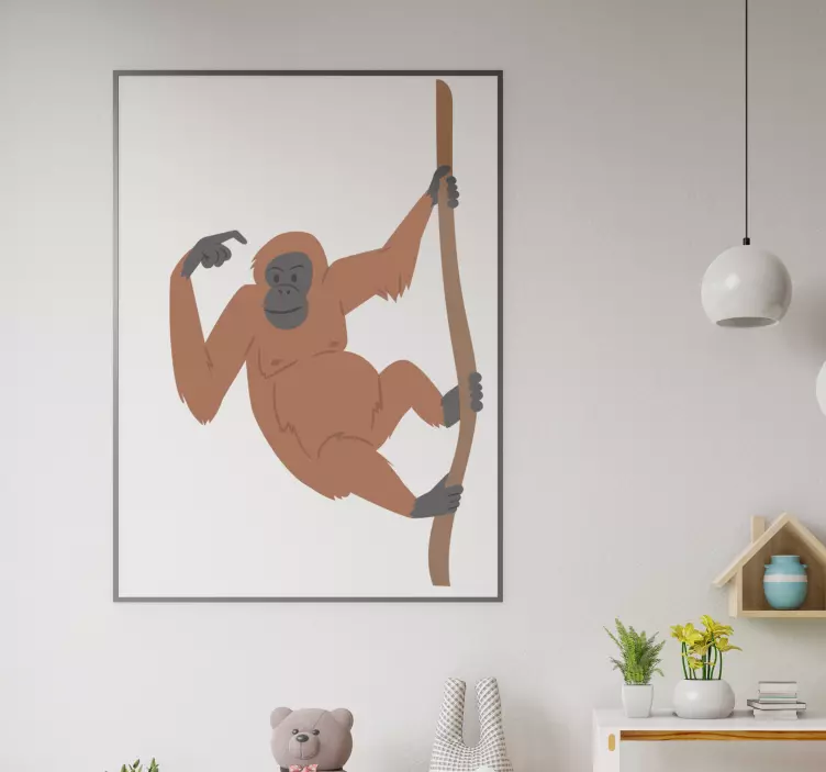 Orangutan Hanging Playfully animal wall sticker - TenStickers