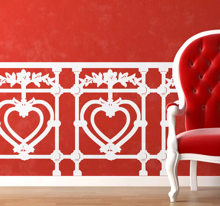 Ornate Heart Pattern decoration wall sticker - TenStickers