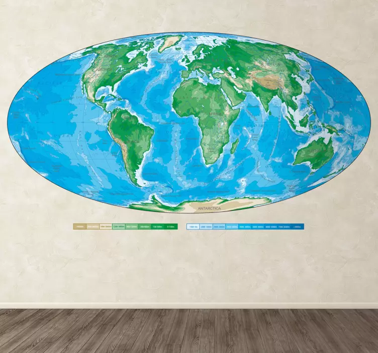 Oval World Map Sticker - TenStickers