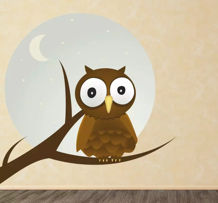 Owl and Moon Kids Sticker - TenStickers