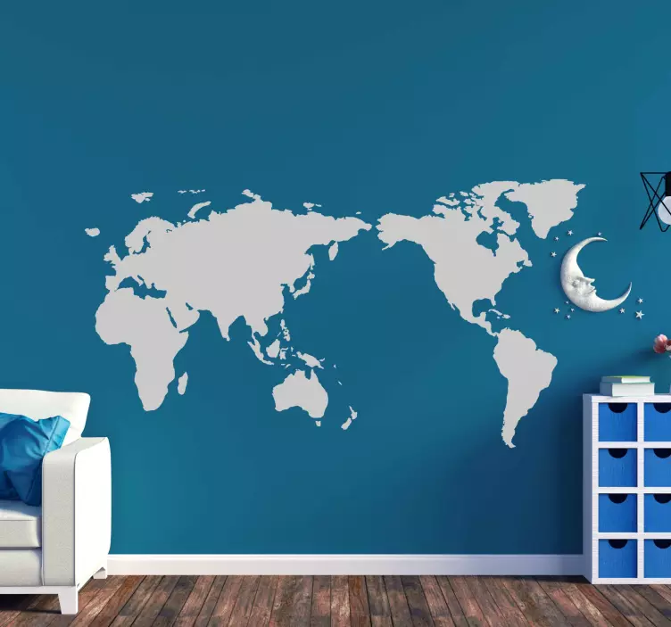 Pacific centred world map world map sticker - TenStickers