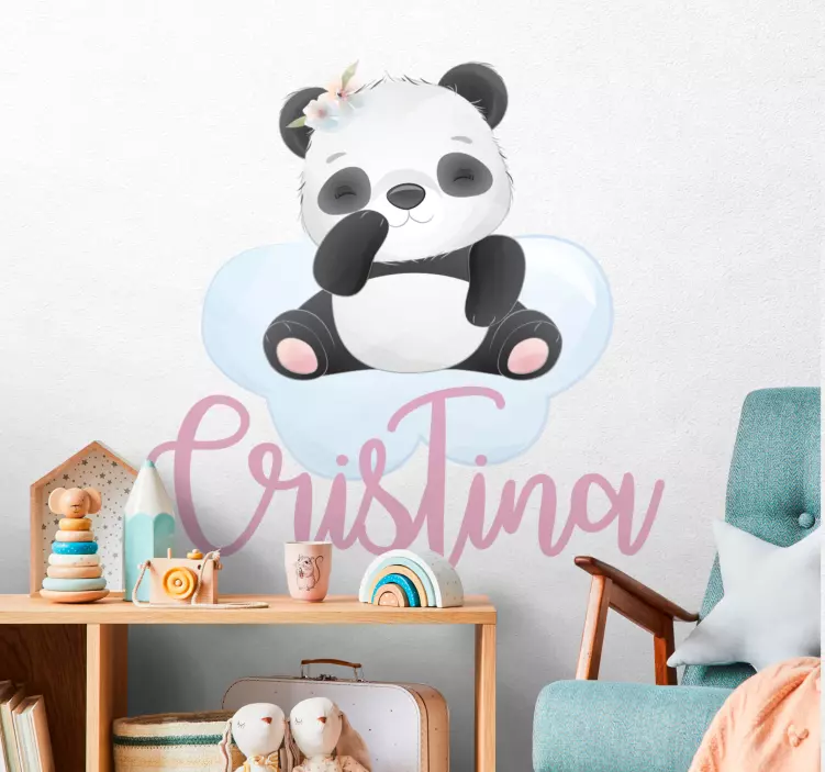 Nursery wall sticker panda with name - TenStickers