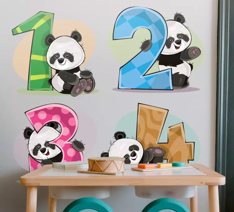Panda numbers illustration sticker - TenStickers