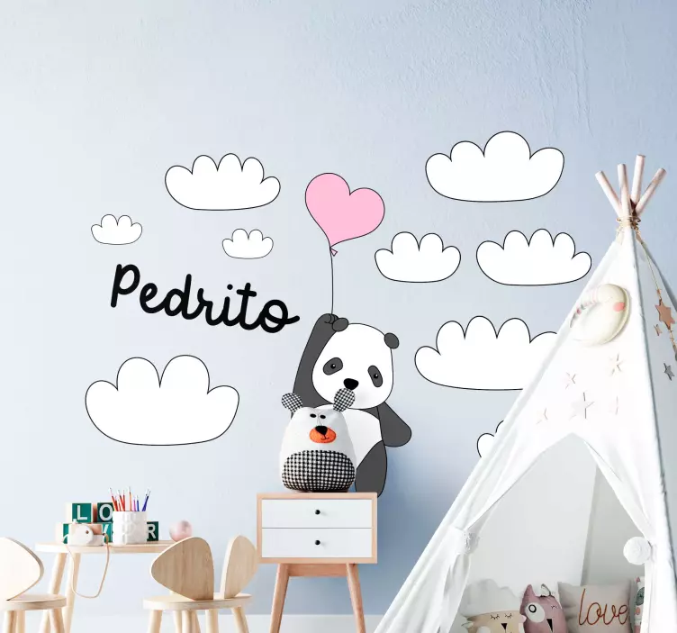 Panda with Balloon kid's sticker - TenStickers