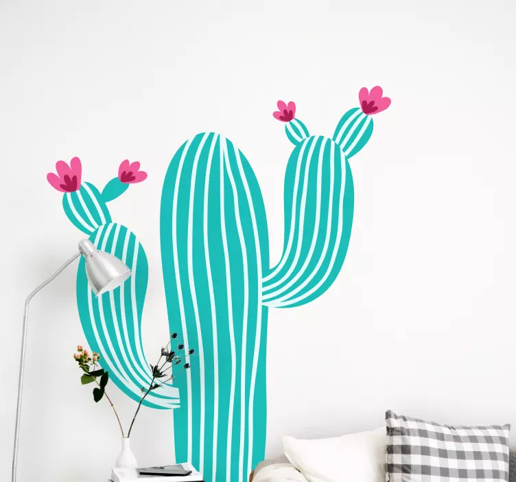 Pastel color cactus plant wall sticker - TenStickers