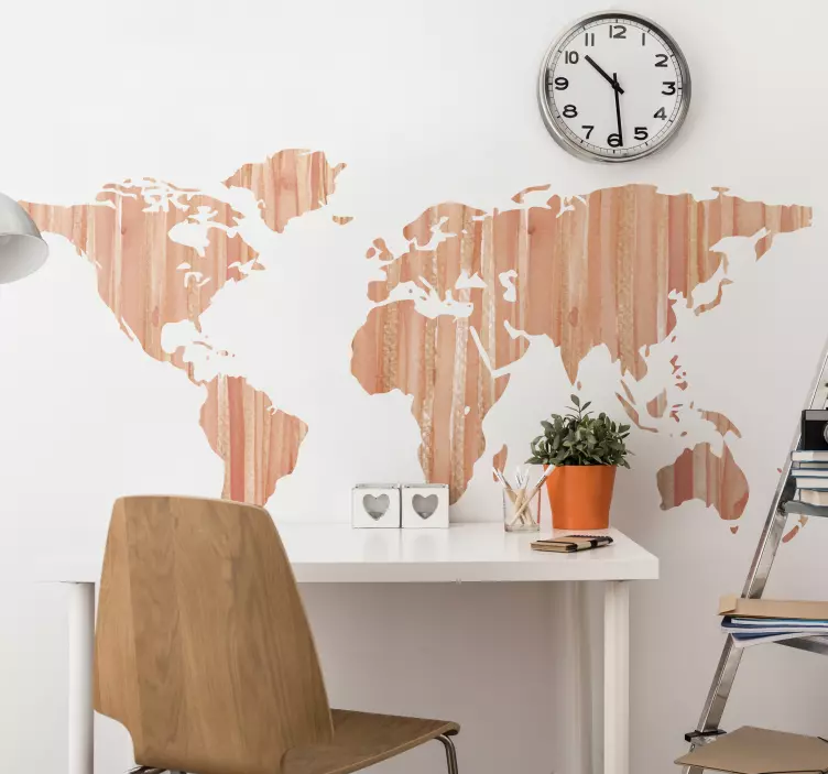 Pastel coloured world map wall decal - TenStickers