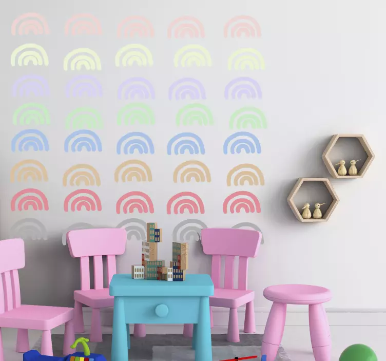 Pastel Rainbow Pattern kid's sticker - TenStickers