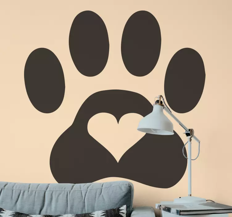 Paw Print Heart cat sticker - TenStickers