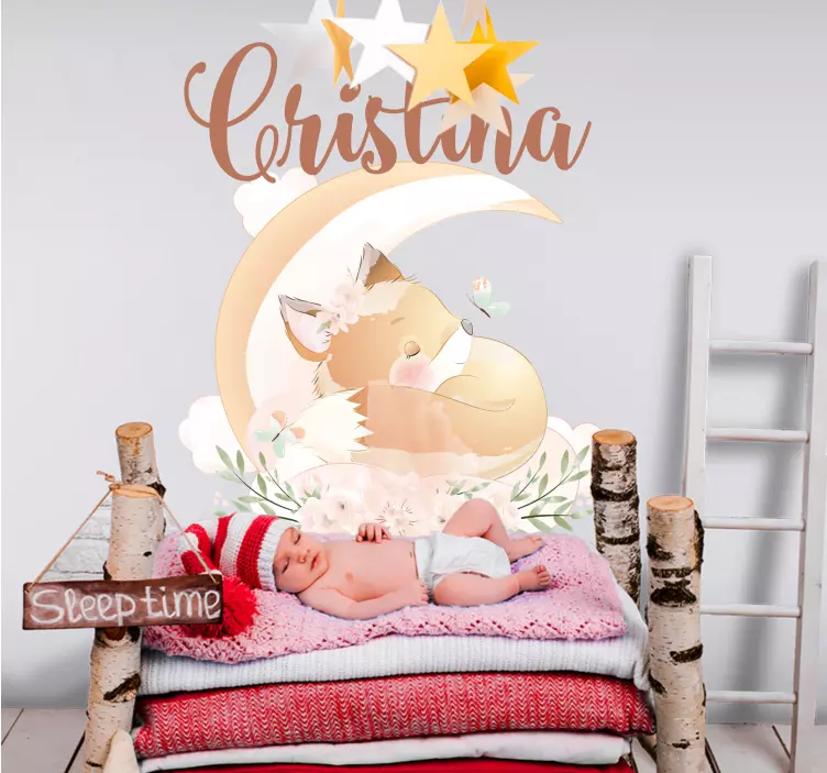 Personalized Fox Design kid's sticker - TenStickers