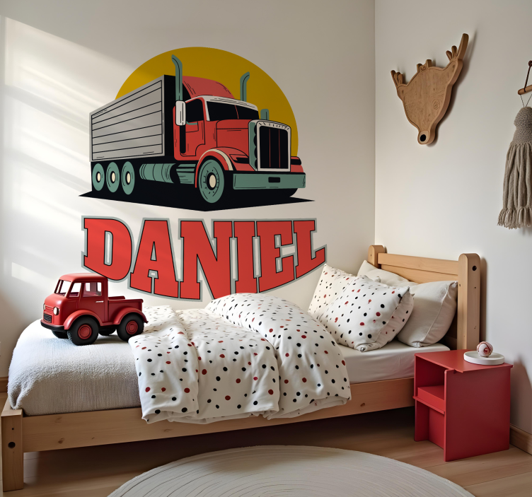 personalized red truck toy decal - TenStickers