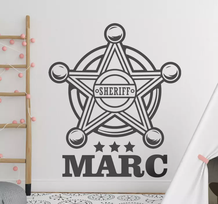 Personalized Sheriff Star Name wall stickers quotes - TenStickers