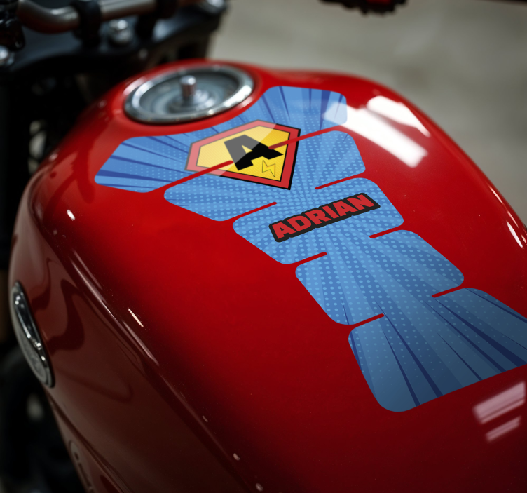 Personalized superhero initial motorcycle sticker - TenStickers