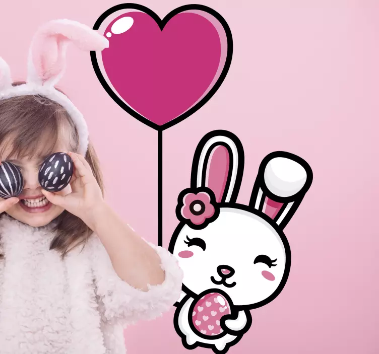 Pet sticker happy bunny with balloon - TenStickers