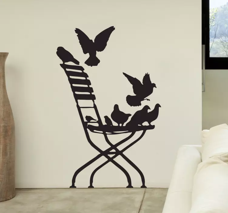 Pigeon Chair Wall Sticker - TenStickers